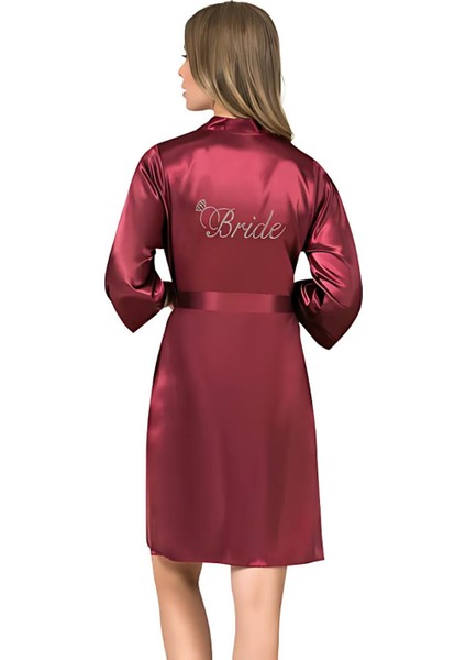 Kısa Saten Bride Sabahlık – Gelin Hazırlık Sabahlığı
