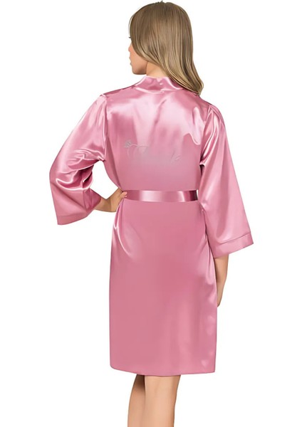 Kısa Saten Bride Sabahlık – Gelin Hazırlık Sabahlığı