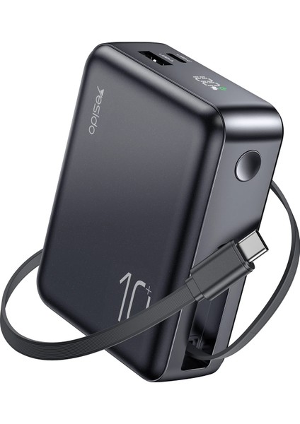 YP70 Dijital Göstergeli 10.000 Mah 3in1 22.5W Pd Hızlı Şarj Powerbank Uzayabilen Çekilebilen Otomatik Kablolu Powerbank