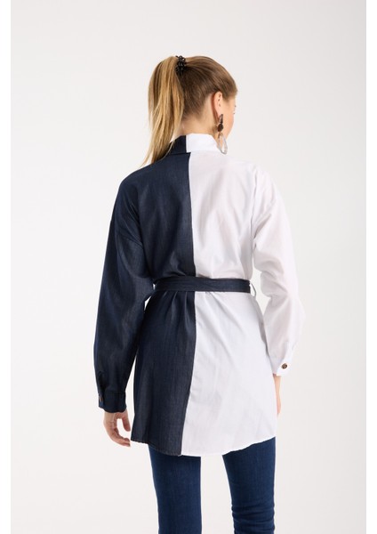 Kot Detaylı Kuşaklı Gömlek modelleri