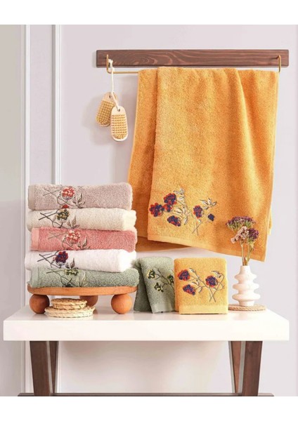 Liva- %70 Bambu / %30 Pamuk Suzeni Nakışlı El Havlusu - 6'lı Set 50X90