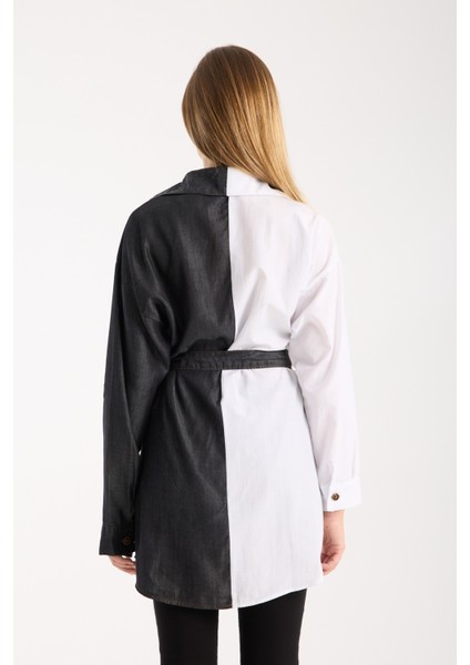 Kot Detaylı Kuşaklı Gömlek modelleri