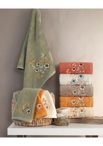 Florin - %70 Bambu / %30 Pamuk Nakışlı El Havlusu - 6'lı Set 50X90