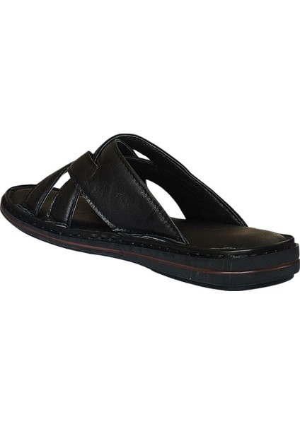 25Y Trv-11 Siyah Erkek Hakiki Deri Günlük Terlik modelleri