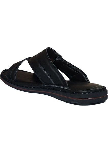 25Y Trv-12 Siyah Erkek Hakiki Deri Günlük Terlik modelleri