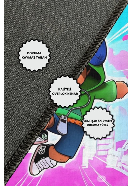 Leon Figürlü Halı Dijital Baskılı Pamuk Dokuma Kaymaz Tabanlı Yıkanabilir Antialerjik Genç Odası Halısı indirimleri