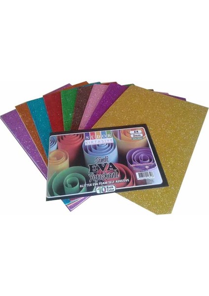 Simli Yapışkanlı Eva A4 10 Renk - 3 Paket