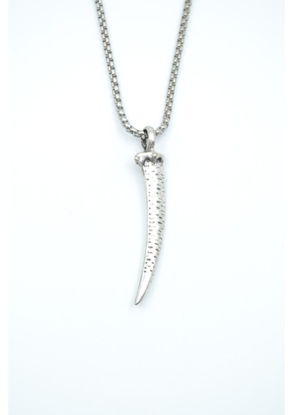 Fil Dişi Örme Zincir Kolye - Gümüş Kaplama - Erkek Kadın Kolye - NO:1323