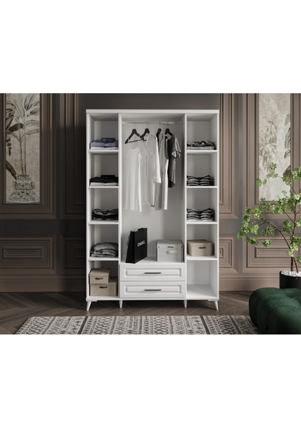 4 Kapaklı Komple Mdf Çekmeceli Beyaz Gardırop fiyatları