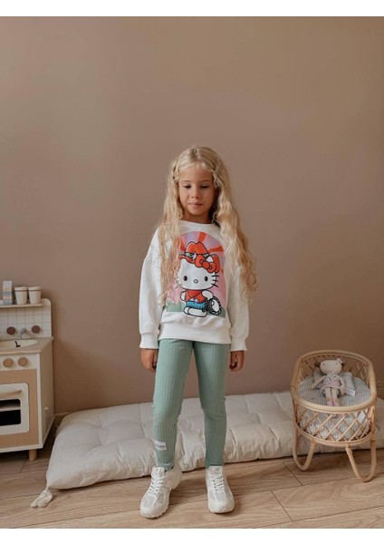Karakter Desenli Uzun Kollu Taytlı Kız Çocuk Alt Üst Takım