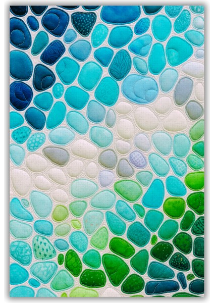 Mavi Yeşil Çakıl Taşlı Modern Halı Dijital Baskılı Dokuma Kaymaz Tabanlı Yıkanabilir Antre Halısı fiyatları