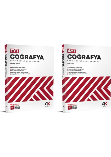 4K 2026 Tyt Ayt Coğrafya Konu Özetli Soru Bankası Seti 2 Kitap