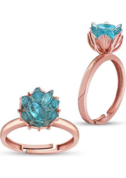 ​gümüş Rose Mavi Lotus Çiçeği Yüzük