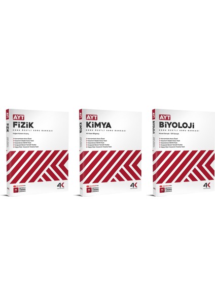 4K 2026 Ayt Fizik + Kimya + Biyoloji Soru Bankası Seti 5 Kitap
