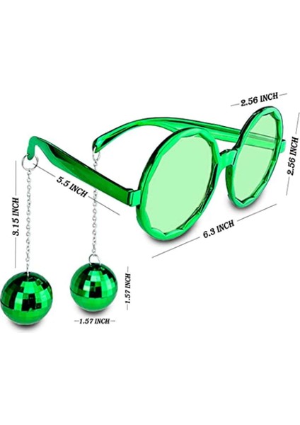 Büro Ev Ofis Etkinlik Kostüm Gözlüğü Için Disko Toplu Küpeli Yeşil Gözlük