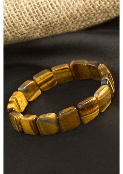 Kare Kesim Orjinal Kaplangözü Doğaltaşlı Bileklik