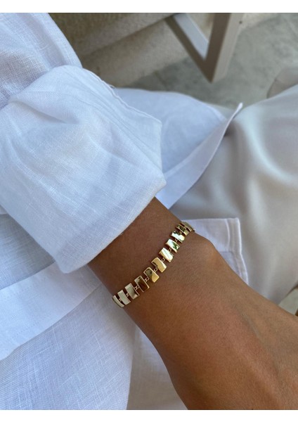 Xuping Özel Seri 14K Dikdörtgen Şerit Gold Bileklik fiyatları