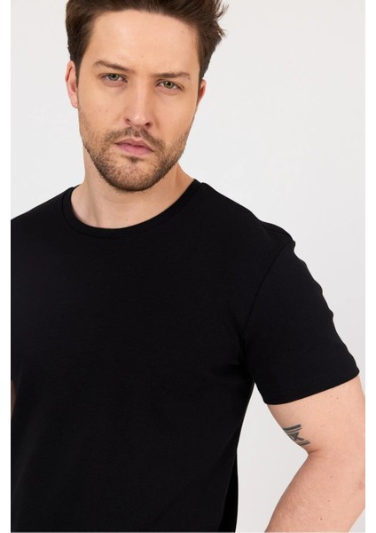 Unısex Ribana Compact Penye Sıfır Yaka T-Shirt