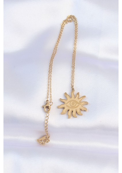 316L Çelik Zincir Gold Renk Göz Güneşi Tasarımlı Kolye fiyatları