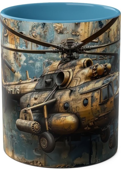 Helikopter Desenli Baskılı Kupa