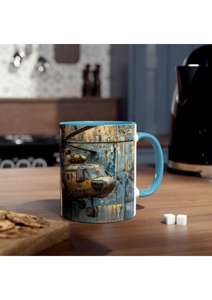 Helikopter Desenli Baskılı Kupa