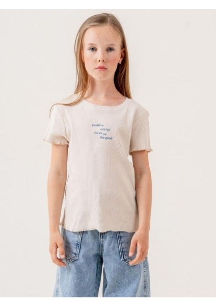 Kız Çocuk Çiçek Işlemeli Kot Ceket T-Shirt Ikili Takım indirimleri