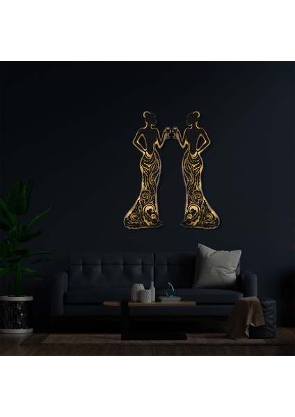 LED Işıklı Kadın Temalı Tablo Bloom Dekoratif Gece Lambası 2 Adet modelleri