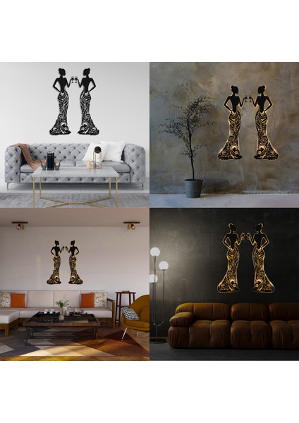 LED Işıklı Kadın Temalı Tablo Bloom Dekoratif Gece Lambası 2 Adet