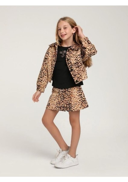 Kız Çocuk Leopar Desenli Tek Cepli Ceket fiyatları