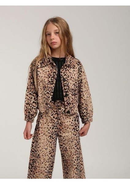 Kız Çocuk Leopar Desenli Tek Cepli Ceket fırsatları