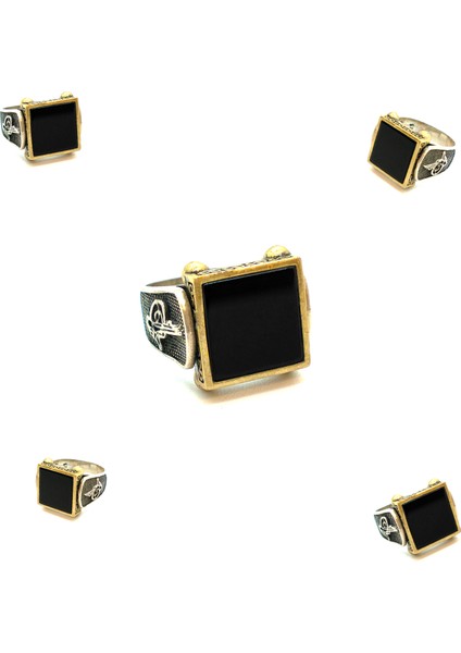 Osmanlı Stil 925 Ayar Gümüş Vintage Siyah Oniks Taşlı Yüzük Parmağa Göre Ayarlanır 12.78 gr indirimleri