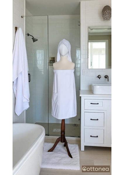 % 100 Pamuklu Aetos Sarma Havlu, Duş, Deniz-Plaj, Banyo Havlusu ve Saç Bonesi Kadın