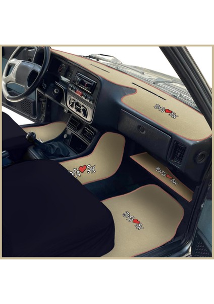 Tofaş Şahin Doğan Kartal Bej Renk Oto Halı Paspas | Tofaş Yüksek Torpido & Vites Konsol Koruma Seti