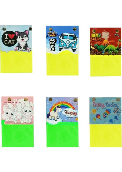 A6 Gökkuşağı Bloknot 80 Yapışkan Yaprak Desenli