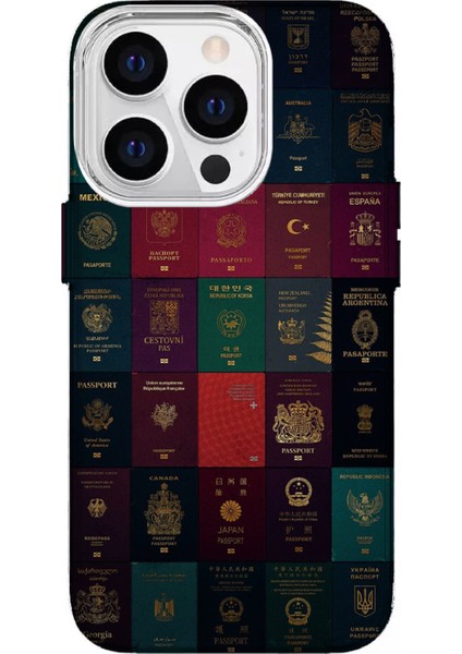 IPHONE 15 Pro Max Uyumlu Özel Pasaportlar Tasarımlı Lüks Silikon Kılıf