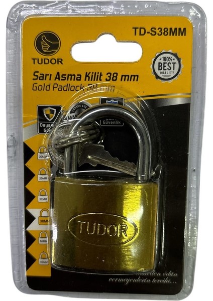 Tudor 38 mm Kısa Sarı Asma Kilit