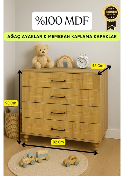 Alin Wood Çekmeceli Şifonyer | Birinci Sınıf MDF Kalitesi | REHAU Kaplama Kapaklar | Ağaç Ayaklı modelleri