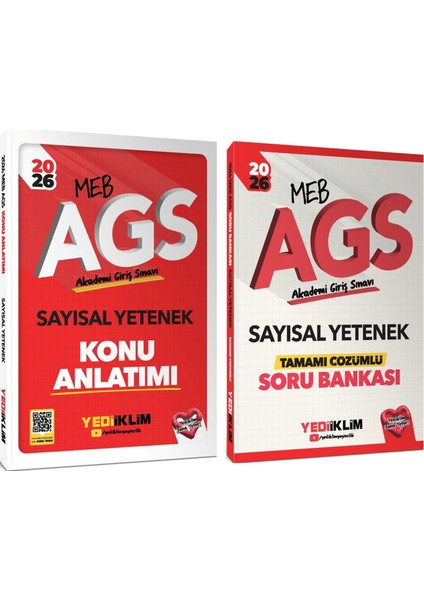 Yediiklim 2026 Meb Ags Sayısal Yetenek Konu Anlatımı ve Soru Bankası Seti 2 Kitap