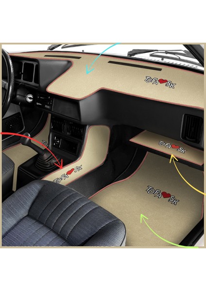 Tofaş Şahin Doğan Kartal Bej Renk Alçak Torpido Halısı | Oto Halı Paspas & Torpido Konsol Koruma Set