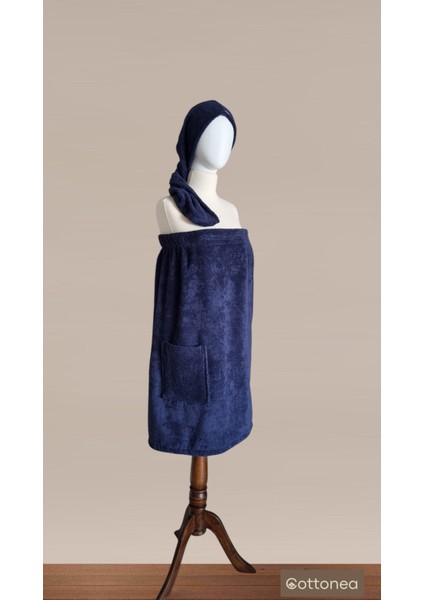 % 100 Pamuklu Aetos Sarma Havlu, Duş, Deniz-Plaj, Banyo Havlusu ve Saç Bonesi Kadın Lacivert fırsatları