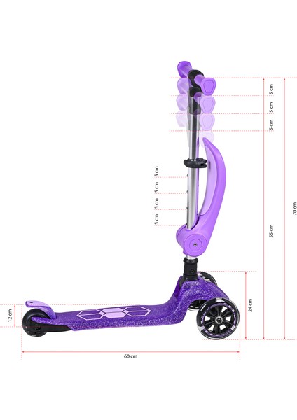 Jelly 2in1 3tekerlekli Işıklı Katlanabilir Oturaklı Çocuk Scooter fırsatları