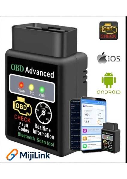 araç Arıza Tespit Cihazı V1.5 Obd2 Araç Arıza Okuma&silme /can Destekli Türkçe Dual Sürüm Apple Android Destekli araç arıza tespit cihazı