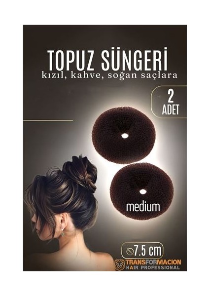 Kahve Mini Saç Topuz Süngeri 2 Adet 7.5 cm Çap 3 cm Kalınlık
