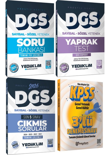 2026 Dgs Prestij Serisi Sayısal Sözel Yetenek Soru Bankası-Yaprak Test-Çıkmış Sorular