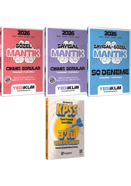 2026 Ags Kpss Ales Dgs Sözel-Sayısal Mantık Tamamı Çözümlü Çıkmış Sorular-Tamamı Çözümlü 50 Deneme
