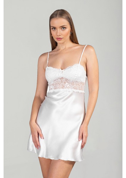 Kadın Lüks Saten Güpür Dantel Detaylı Çeyizlik Gecelik Sabahlık Takımı modelleri