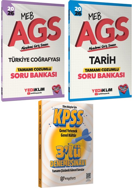 2026 Meb Ags Türkiye Coğrafyası-Tarih Tamamı Çözümlü Soru Bankası-Çözümlü 3 Deneme Hediye