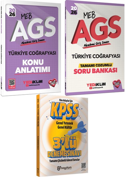 2026 Meb Ags Türkiye Coğrafyası Konu Anlatımı-Tamamı Çözümlü Soru Bankası-Çözümlü 3 Deneme Hediye