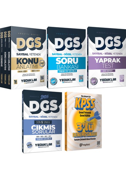 2026 Dgs Prestij Serisi Konu Anlatımı 3kitap-Sözel-Sayısal Y.soru Bankası-Yaprak Test-Çıkmış Sorular