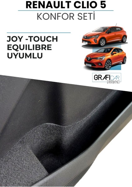 Renault Clio 5 Konfor Seti Araç Içi Eşya Saklama Cepleri Kumaş Kaplama Ses Giderici Set - Joy/touch/equılıbre Uyumlu